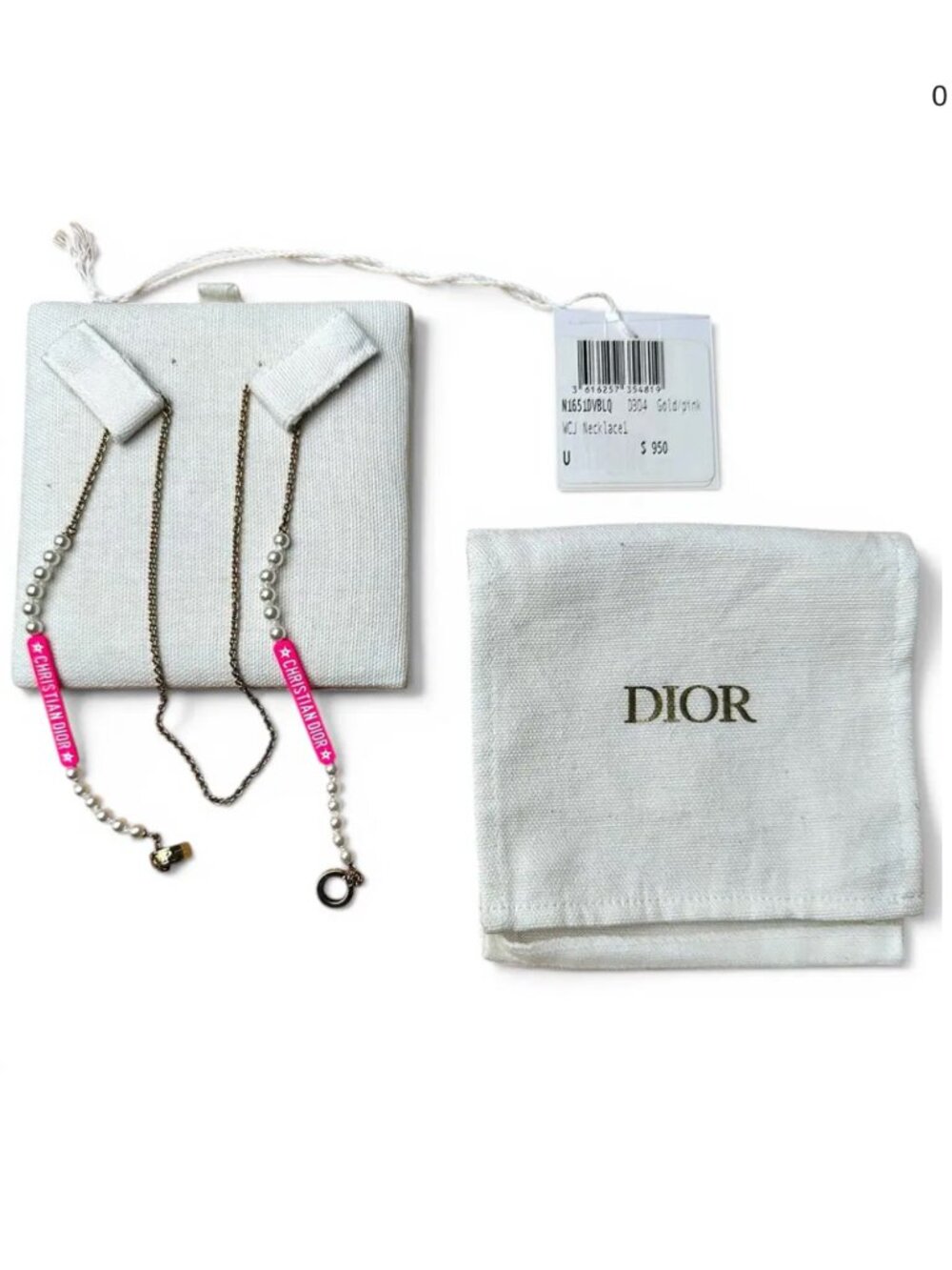 Dior D-Vibe Pearl AirPods Holder Chain Necklace Gold Pink NWT
